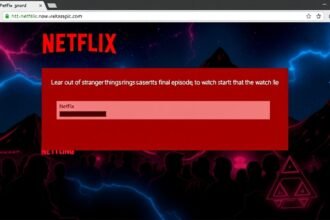 A screenshot of the Netflix error page with a Stranger Things-themed background, showing the disappointment of fans waiting to watch the final episode.