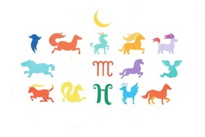 A serene and colorful illustration of the twelve zodiac signs with a subtle background of stars and a crescent moon, symbolizing the beginning of a new year and the promise of fresh energy and possibilities.