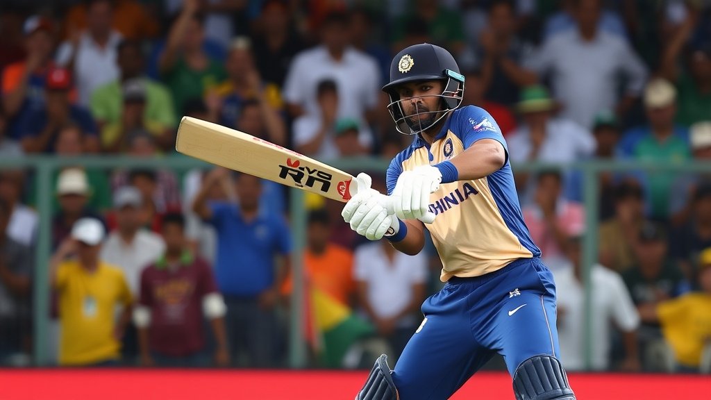 A photo of Vaibhav Suryavanshi in action during the India U19 vs South Africa U19 match, with a focus on his batting stance and a background of excited spectators