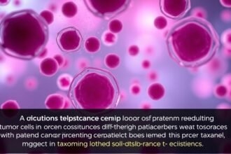 A microscopic image of circulating tumour cells with a caption explaining their role in predicting taxane resistance in cancer patients
