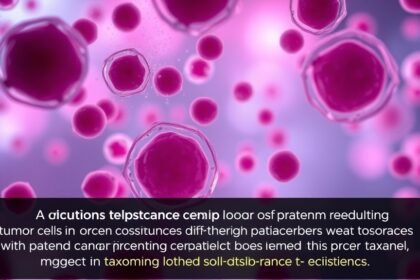A microscopic image of circulating tumour cells with a caption explaining their role in predicting taxane resistance in cancer patients