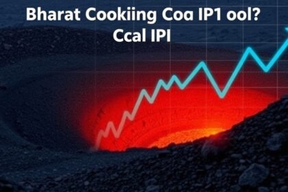 An image of a coal mine with a graph of stock prices in the background, symbolizing the Bharat Coking Coal IPO and its potential impact on the stock market.