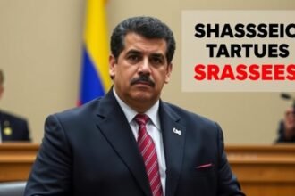 A photo of Nicolas Maduro in a courtroom or a graphic representation of the charges against him