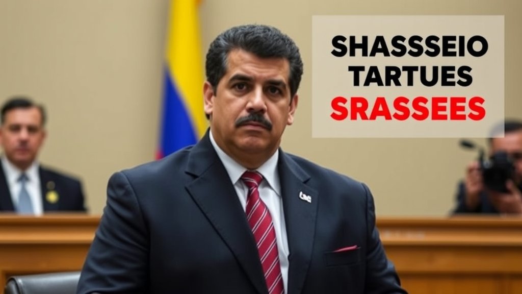 A photo of Nicolas Maduro in a courtroom or a graphic representation of the charges against him