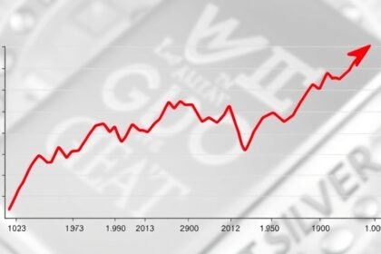 A graph showing the fluctuation of silver prices in the market, with a background image of a silver bar or a silver coin.