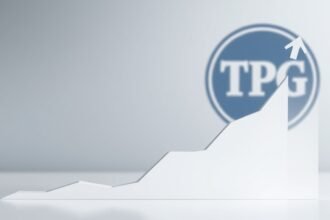 A professional graph showing the growth of IIFL Capital with a subtle image of TPG logo in the background, symbolizing a potential partnership.