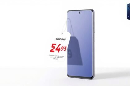 A high-quality image of the Samsung Galaxy S25 Ultra phone with a price tag and a red discount symbol, on a clean and minimalist background, with a subtle hint of the Galaxy S26 Ultra in the corner.