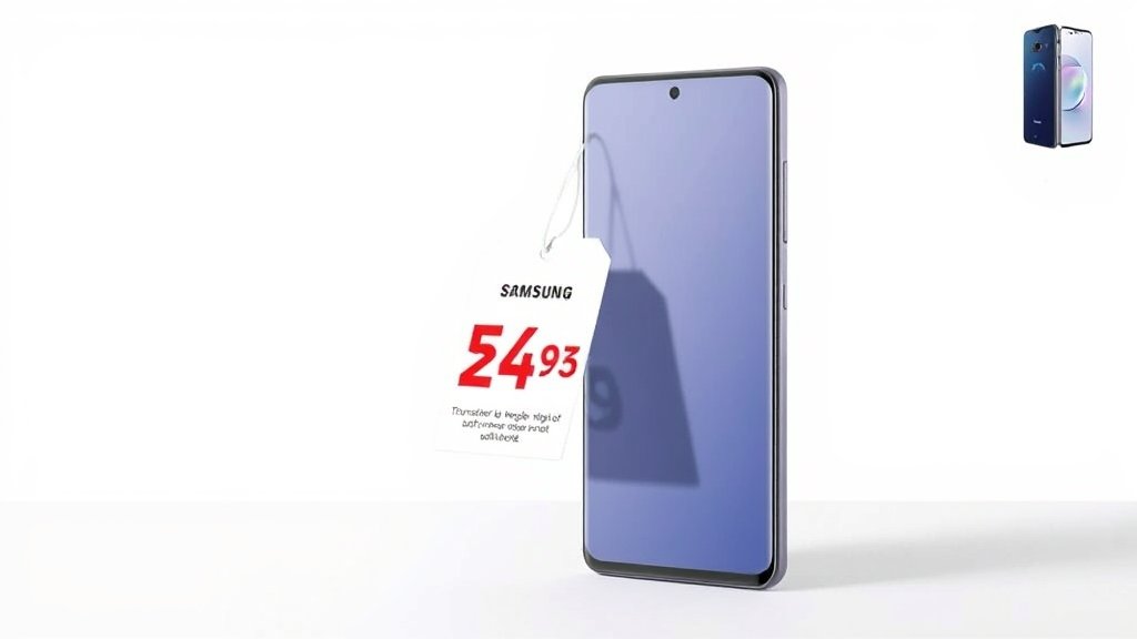 A high-quality image of the Samsung Galaxy S25 Ultra phone with a price tag and a red discount symbol, on a clean and minimalist background, with a subtle hint of the Galaxy S26 Ultra in the corner.