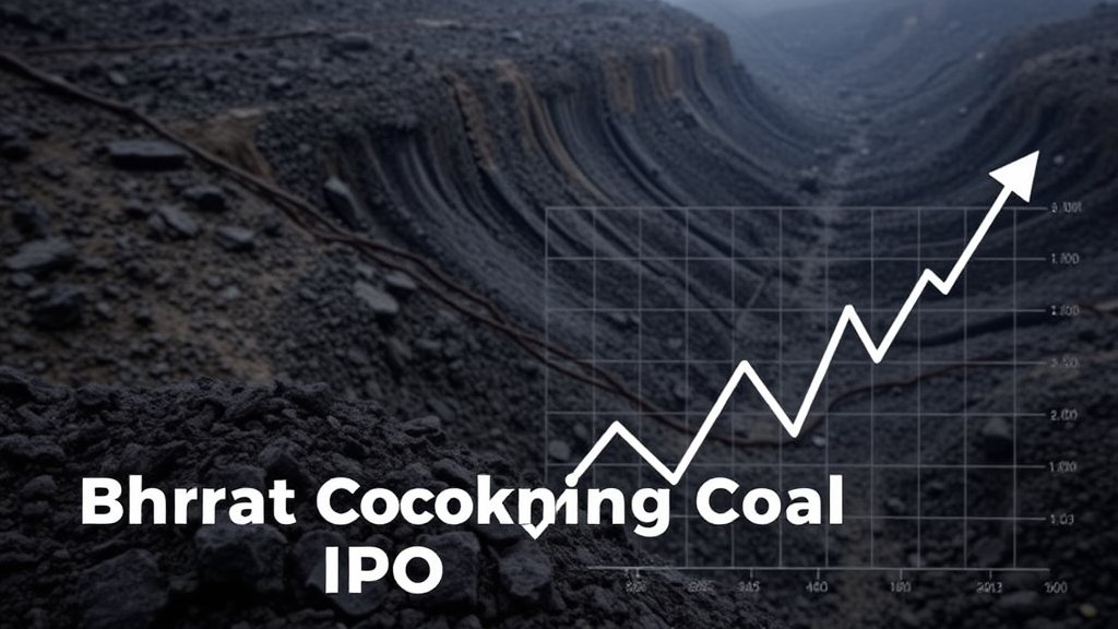 A photo of a coal mine with a graph of stock market trends in the background, symbolizing the Bharat Coking Coal IPO