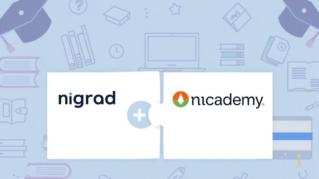 An illustration of a puzzle with missing pieces, representing the failed acquisition talks between UpGrad and Unacademy, with a subtle background of educational elements such as books, laptops, and graduation caps.