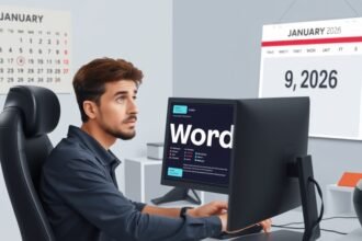 A person sitting in front of a computer, looking puzzled while playing the Wordle game, with a calendar in the background showing the date January 9, 2026.