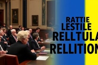 A photo of the US Senate in session, with a focus on the lawmakers discussing the Venezuela resolution, and a subtle hint of the Venezuelan flag or a related symbol in the background.