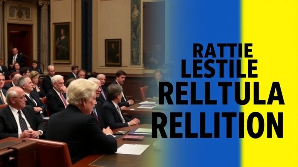 A photo of the US Senate in session, with a focus on the lawmakers discussing the Venezuela resolution, and a subtle hint of the Venezuelan flag or a related symbol in the background.