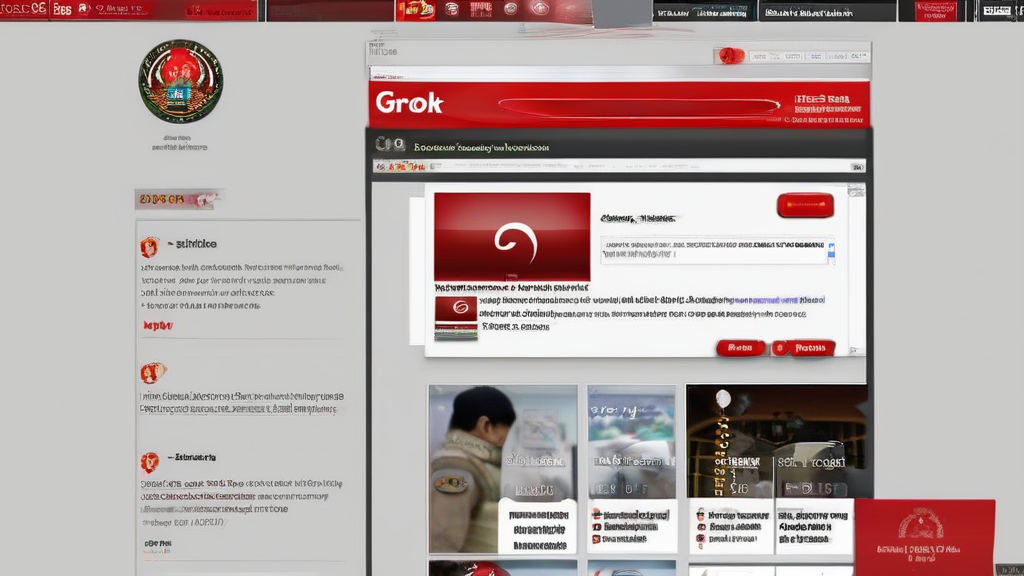 A screenshot of the Grok website with a red "blocked" stamp over it, with a subtle Indonesian flag in the background, conveying a sense of restriction and censorship