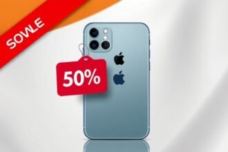 A high-quality image of the iPhone 17 with a red discount tag and a Indian flag in the background, symbolizing the Republic Day sale.