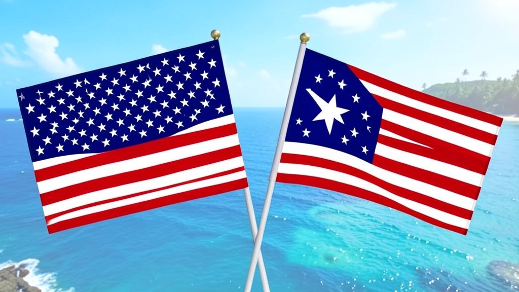 A graphic illustration of the American and Cuban flags with a subtle background image of the Caribbean Sea, symbolizing the complex diplomatic relationship between the two nations.