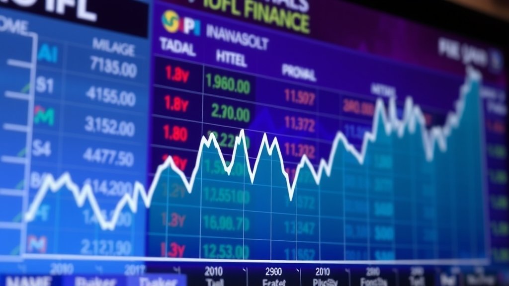 A graph showing the fluctuation of IIFL Finance stock prices with a background image of a financial news screen