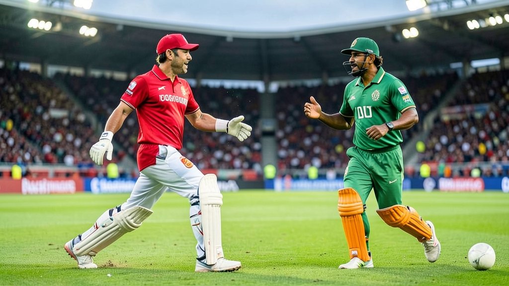 एक क्रिकेट मैदान पर इंग्लैंड और श्रीलंका के खिलाड़ी रोमांचक मुकाबले की तस्वीर
