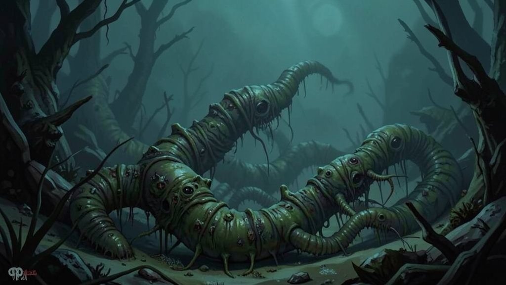 A detailed illustration of zombie worms in their natural deep-sea environment, with a subtle hint of mystery and disappearance in the background.