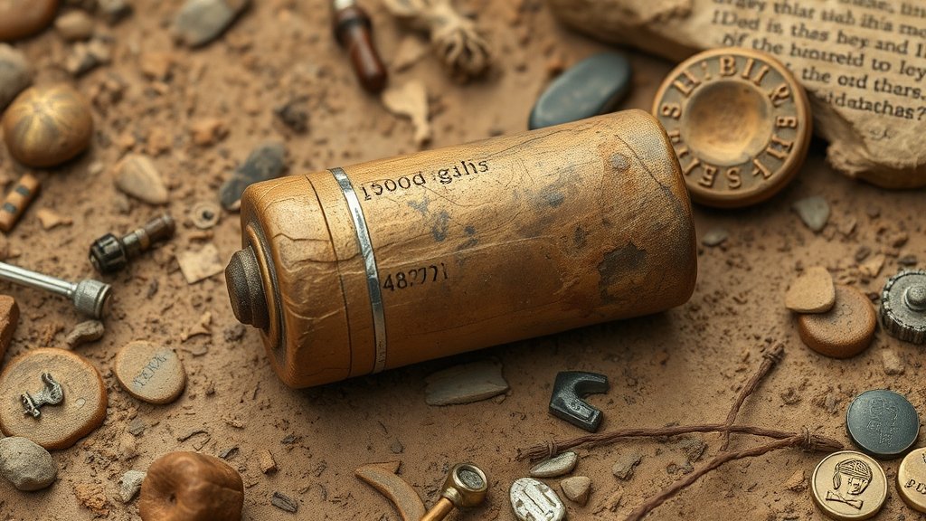 A detailed image of the 2000-year-old artifact that appears to be a battery, with a mix of ancient and modern elements in the background to represent the intersection of old and new technology.
