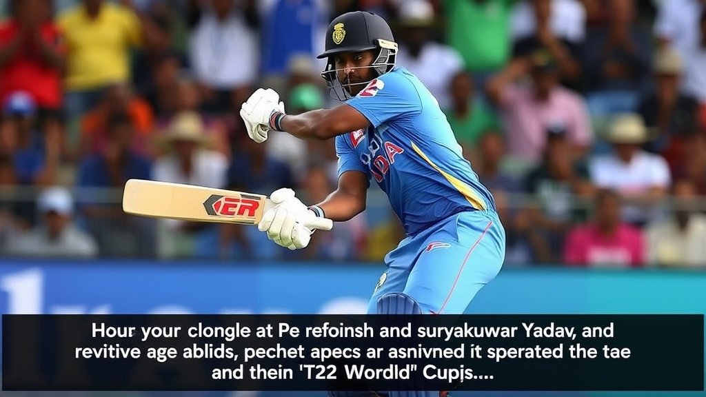 A photo of Suryakumar Yadav in action during a cricket match, with a caption that highlights his impressive performance and revival ahead of the T20 World Cup.