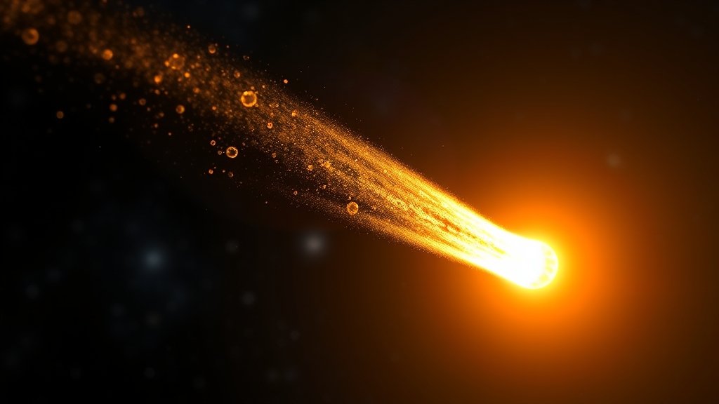 An artist's impression of Comet 3I/ATLAS approaching the Sun, with a blurred background of stars and galaxies, highlighting the comet's unique composition and trajectory.