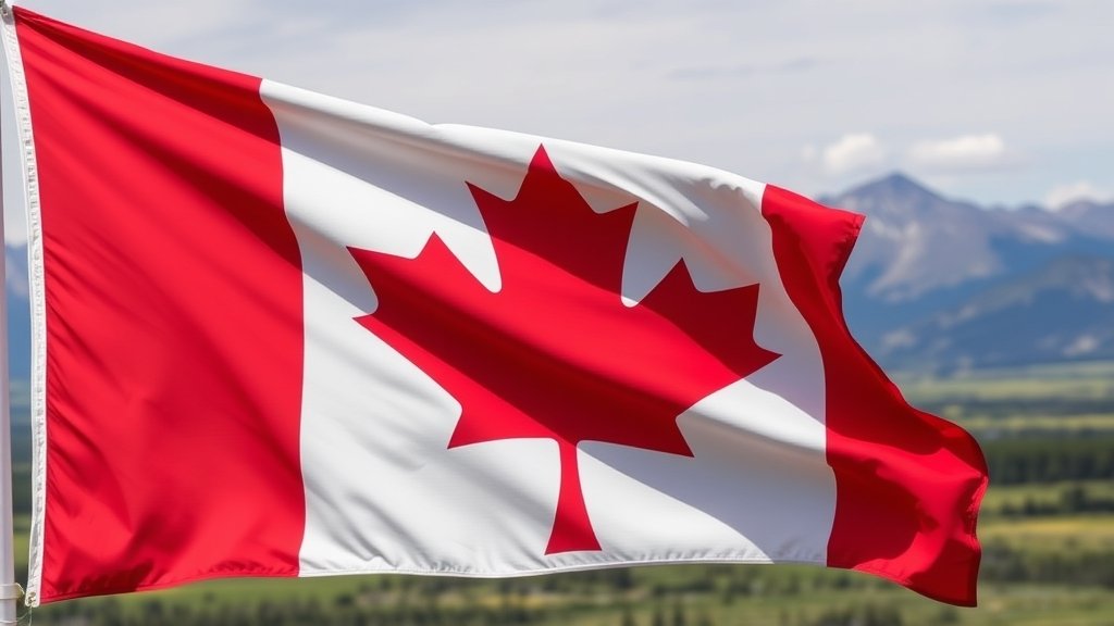 A photo of a Canadian flag with a subtle background of the Alberta landscape, symbolizing the complex relationship between national sovereignty and regional identity