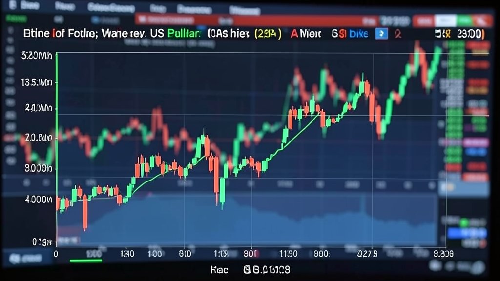 A graph showing the decline of the US dollar against other major currencies, with a background image of a stock market screen or a financial news channel.
