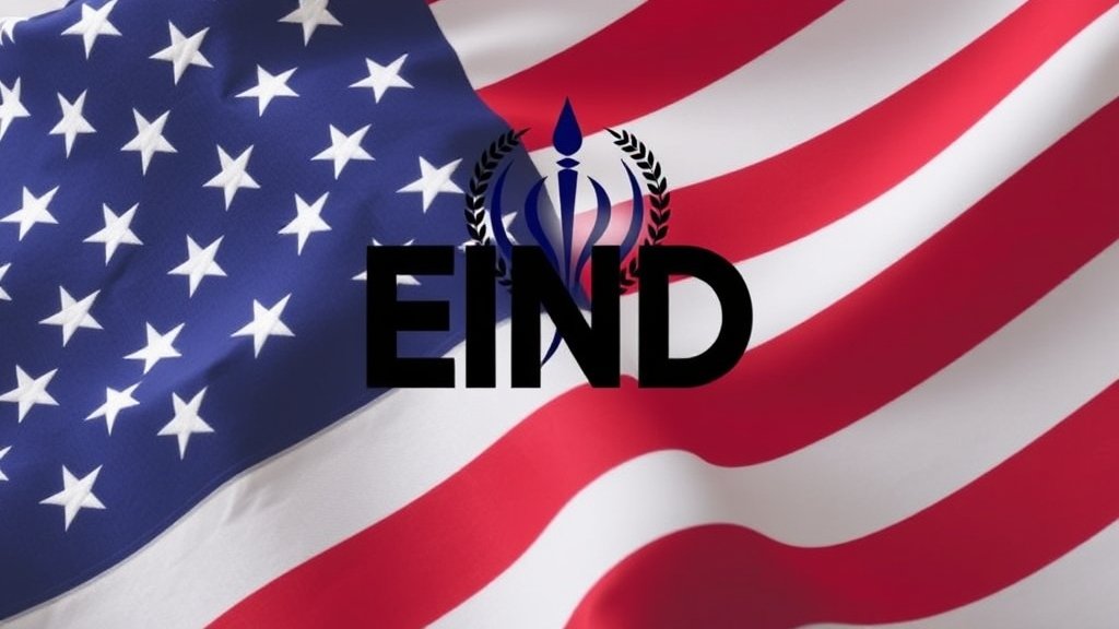 A photo of a Hindu organization's logo with the American flag in the background, symbolizing the end of their lobbying campaign in the US.
