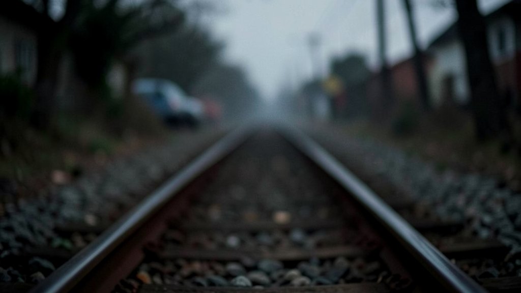 A somber image of a railway track with a blurred background, symbolizing the tragic event and its impact on the community