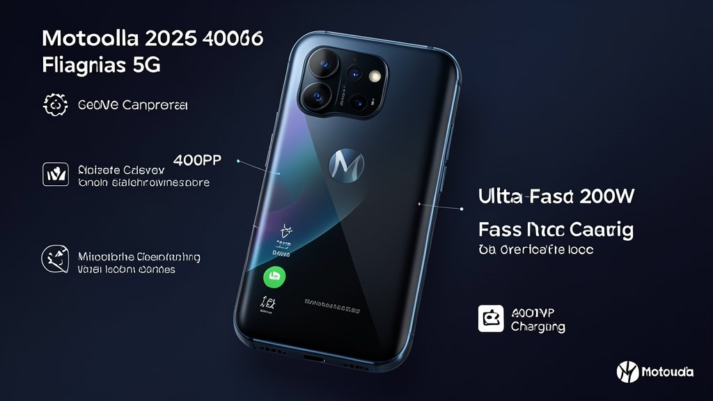 A high-quality image of the Motorola 2026 flagship 5G phone with a 400MP camera and ultra-fast 200W charging, showcasing its sleek design and advanced features.