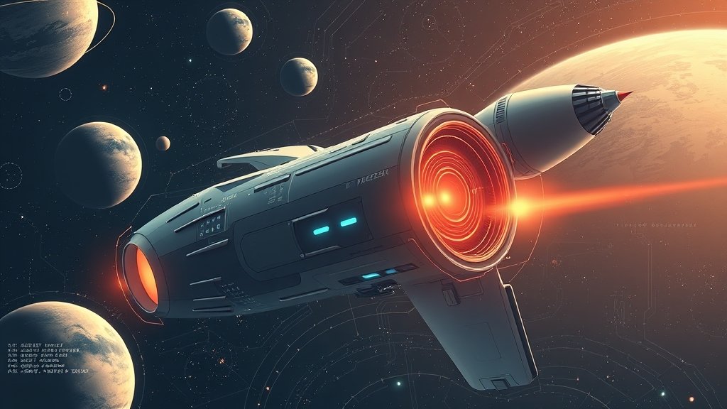 A futuristic illustration of a SpaceX spacecraft with an AI system integrated, surrounded by stars and planets in the background, with a subtle hint of code and circuitry in the foreground.