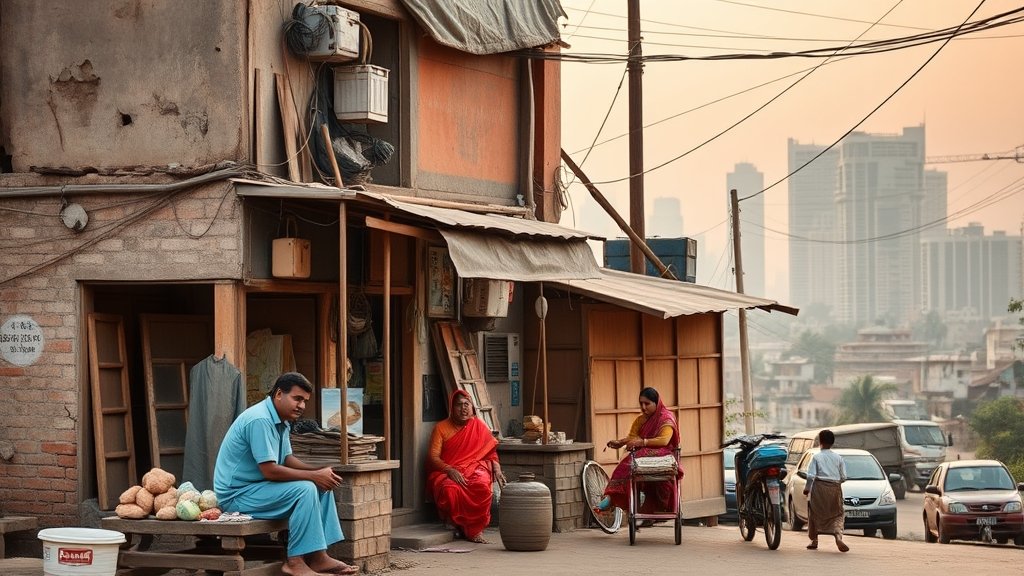 A picture of a traditional Indian family business, with a mix of old and new elements, symbolizing the blend of tradition and modernity, with a subtle background of a growing cityscape.