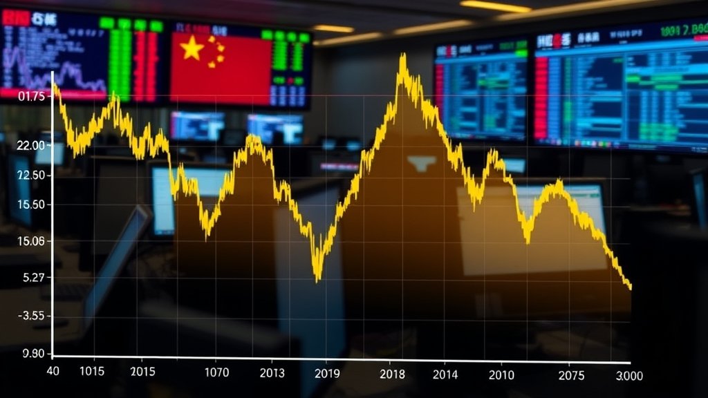 A graph showing the fluctuations in gold prices with a background of Chinese traders working on their computers, highlighting the impact of their trading activities on the global market.