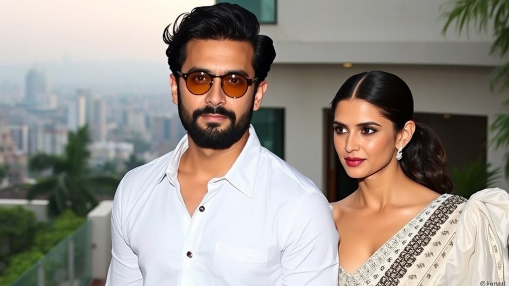 A photo of Ranveer Singh and Deepika Padukone's Mumbai home with increased security measures, such as guards and CCTV cameras, with a subtle background of the city's skyline.