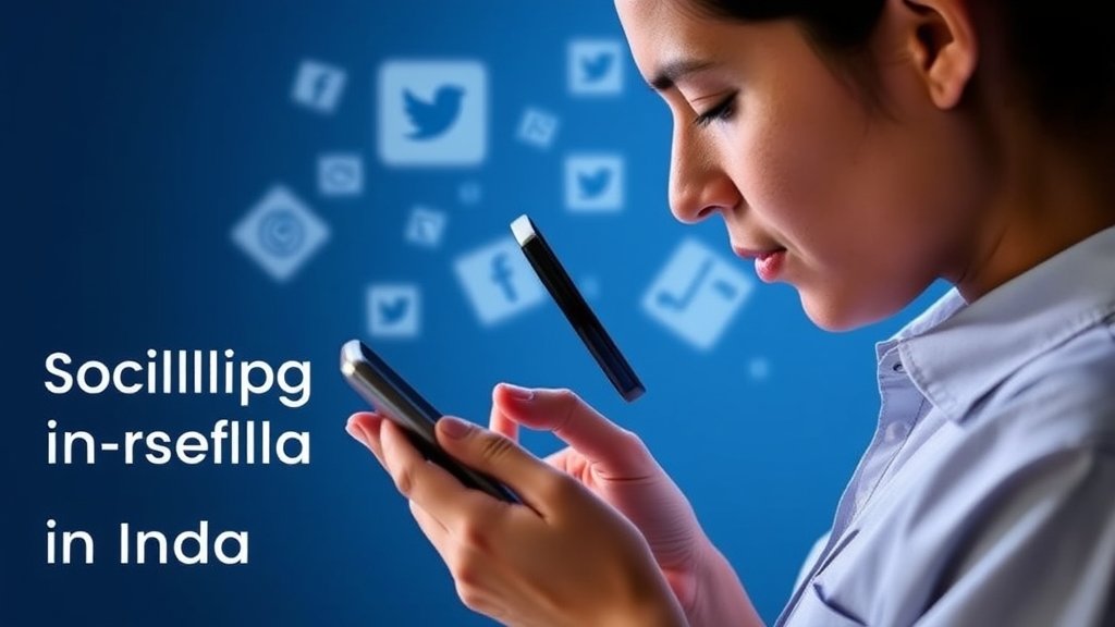A graphic representation of a person looking at a smartphone with a magnifying glass, symbolizing increased scrutiny on social media platforms in India