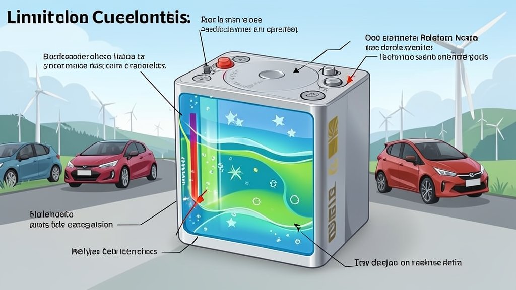 An illustration of a lithium-ion battery with a gel electrolyte, highlighting its components and benefits, set against a backdrop of electric vehicles and renewable energy sources.
