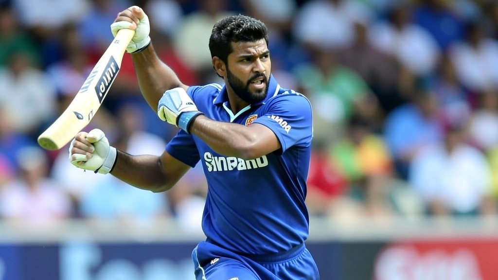 A photo of Shivam Dube in action during a cricket match, with a blurred background and a focus on his batting or bowling stance.