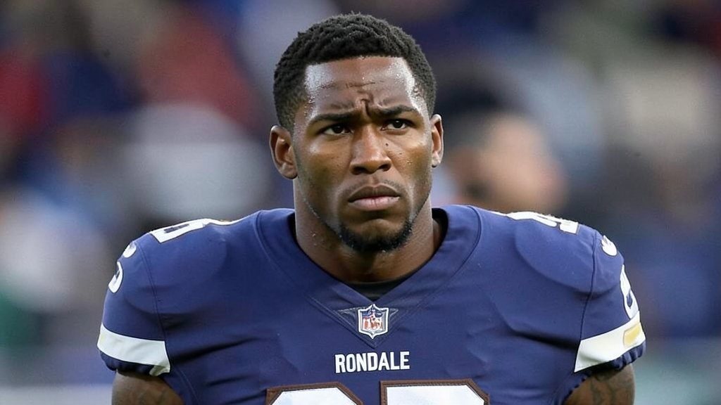 A photo of Rondale Moore in his football uniform, with a somber background to reflect the news of his passing