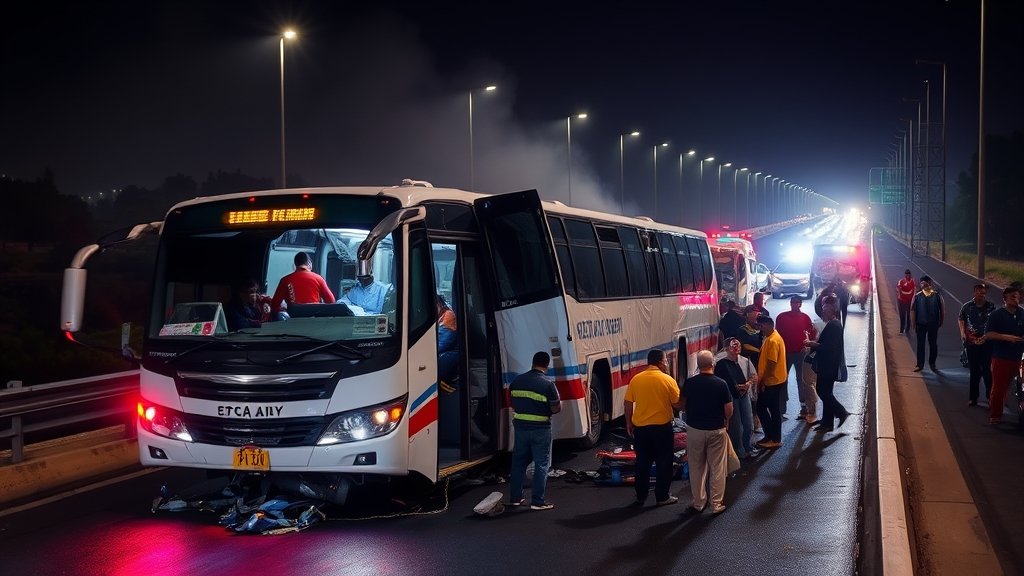 लखनऊ में पूर्वांचल एक्सप्रेसवे पर स्लीपर बस पलटने से 7 की मौत, 21 घायल