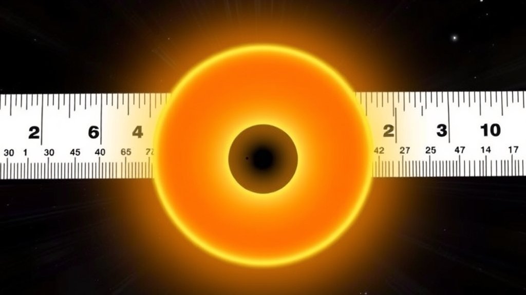 An illustration of a pulsar with a measuring tape or a ruler in the background, representing the new method of measuring pulsar distances.