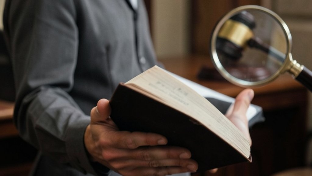 A photo of a person holding a book with a gavel in the background, symbolizing the intersection of education and judiciary, with a subtle hint of a magnifying glass to represent scrutiny and accountability.