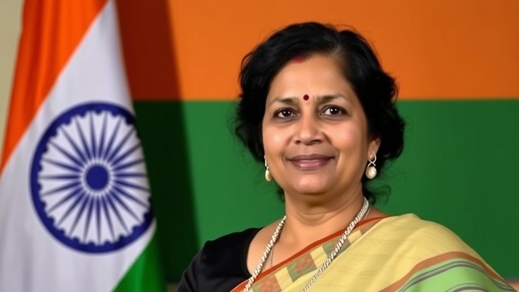 A photo of Sunetra Pawar, the newly elected NCP national president, with a background of the Indian flag and the NCP party symbol
