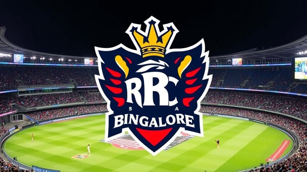 A photo of the Royal Challengers Bangalore team logo with a background of a packed stadium and a hint of the American flag, symbolizing the entry of US billionaire David Blitzer into the team's ownership race