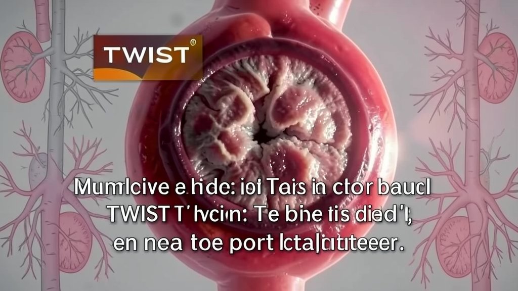 A microscopic image of an atherosclerotic plaque with a caption explaining the role of TWIST1 in its stability, set against a backdrop of cardiovascular system illustrations.