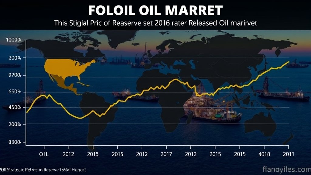 A graphic representation of the global oil market, showing the impact of the Strategic Petroleum Reserve release on oil prices, with a background image of oil rigs and tankers.