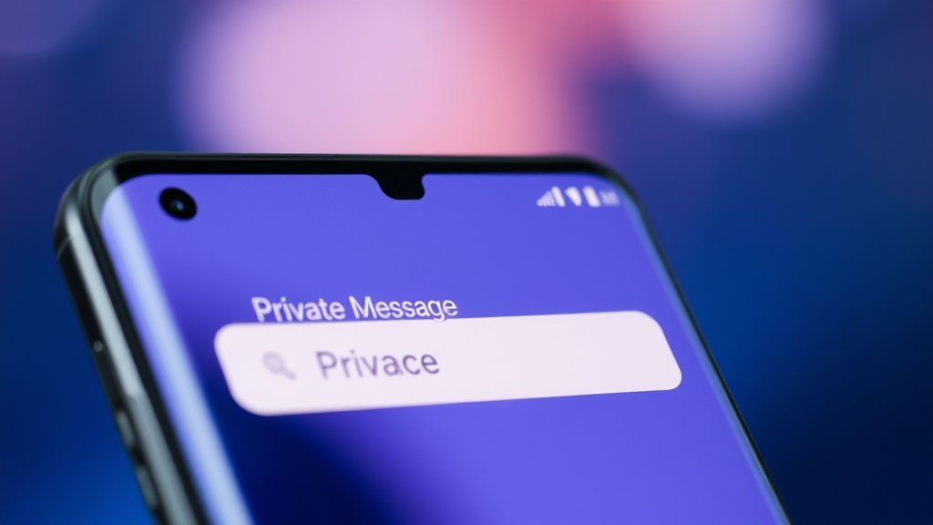 A close-up image of the Samsung Galaxy S26 Ultra's screen displaying a private message, with a blurred background to represent the privacy feature.
