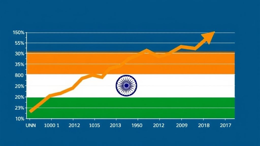 A graph showing the growth rate of the Indian economy over the past 5 years, with a downward trend in the recent quarter.